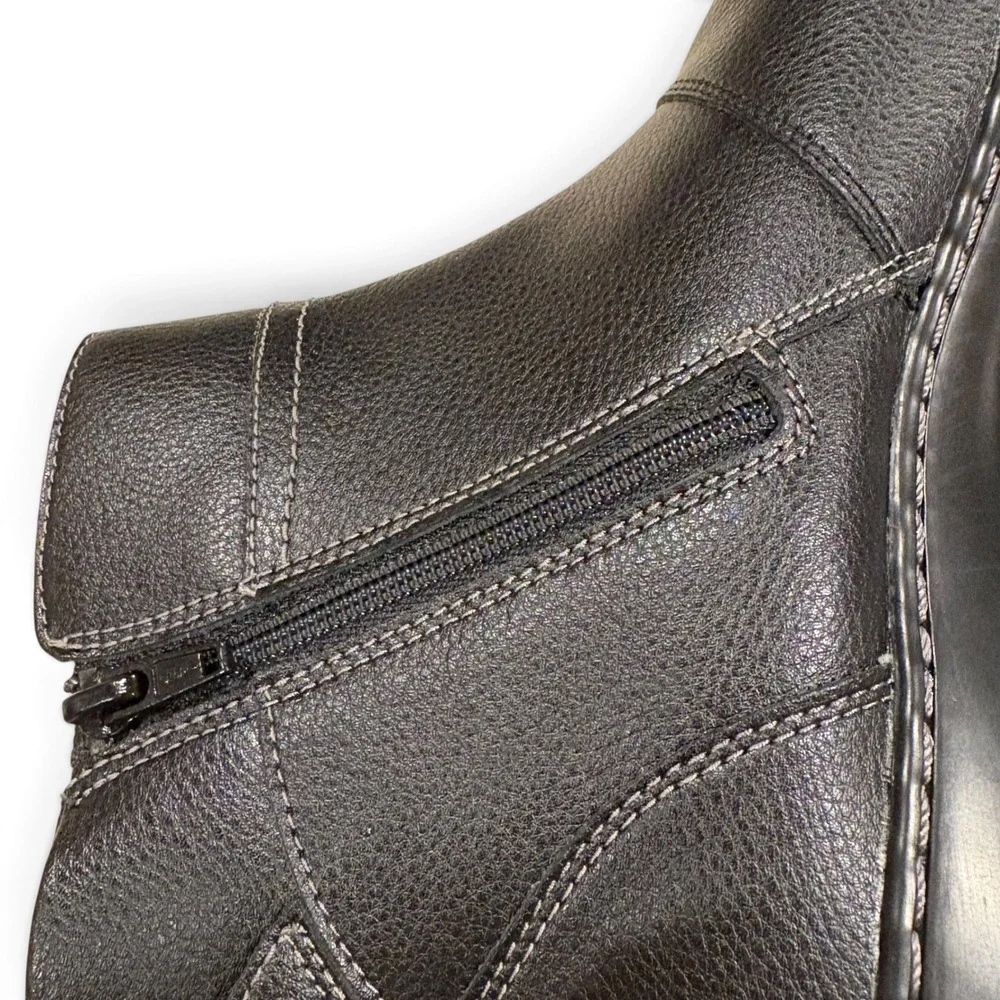 Clarks Women Ashland Mabel Ankle Booties Size US 10M Black Tumbled Leather